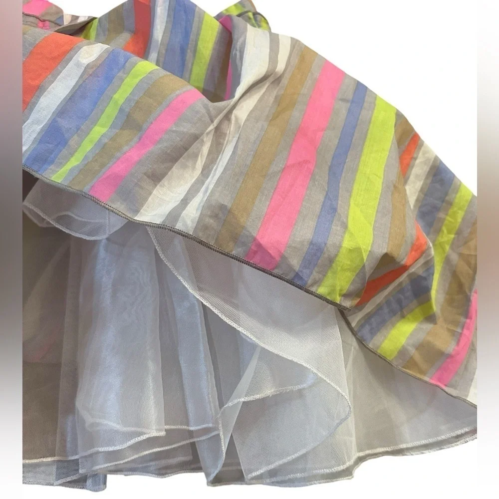 Preeti Chandra Fit n Flare Dress Needs Repair Project - Neon Stripes Womens Med